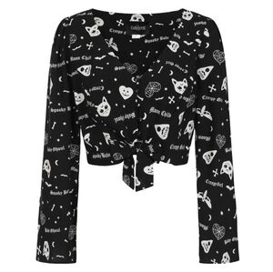 Collectif Halloween Creepy Girl Cropped Blouse